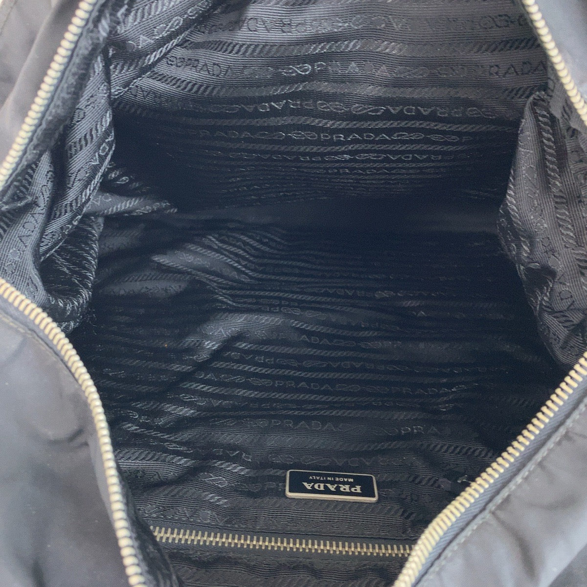 Prada Nylon Tessuto Logo Embossed Tote Bag