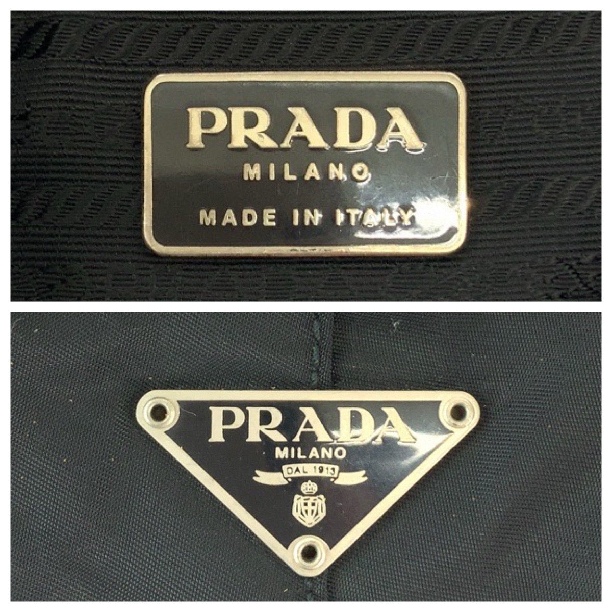 Prada Nylon Tessuto Logo Plate Shoulder Bag