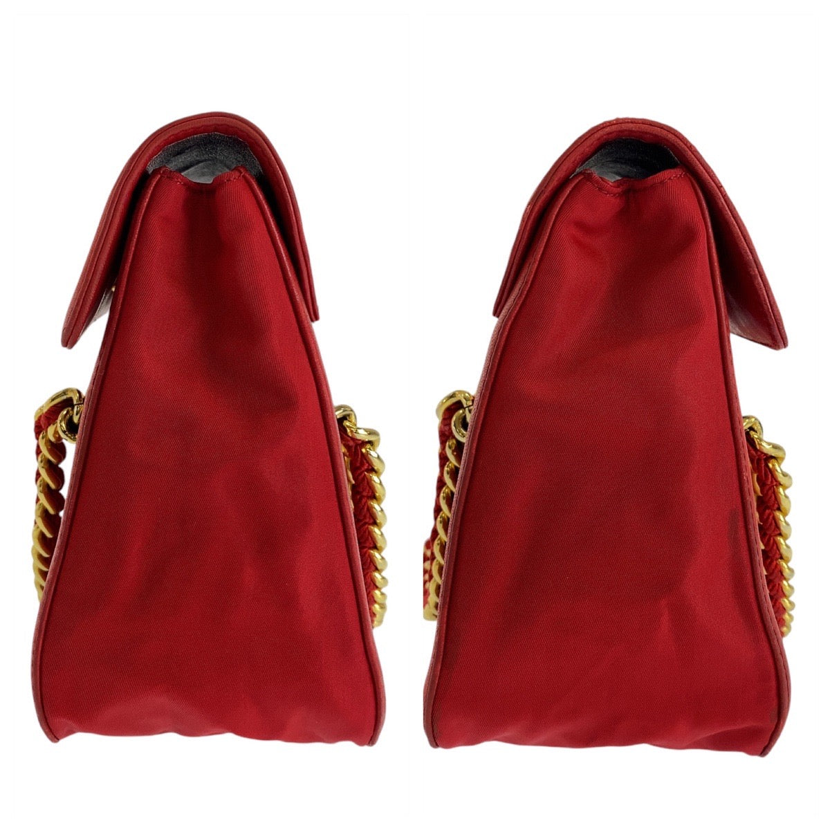 Prada Vintage Red Leather Chain Shoulder Bag