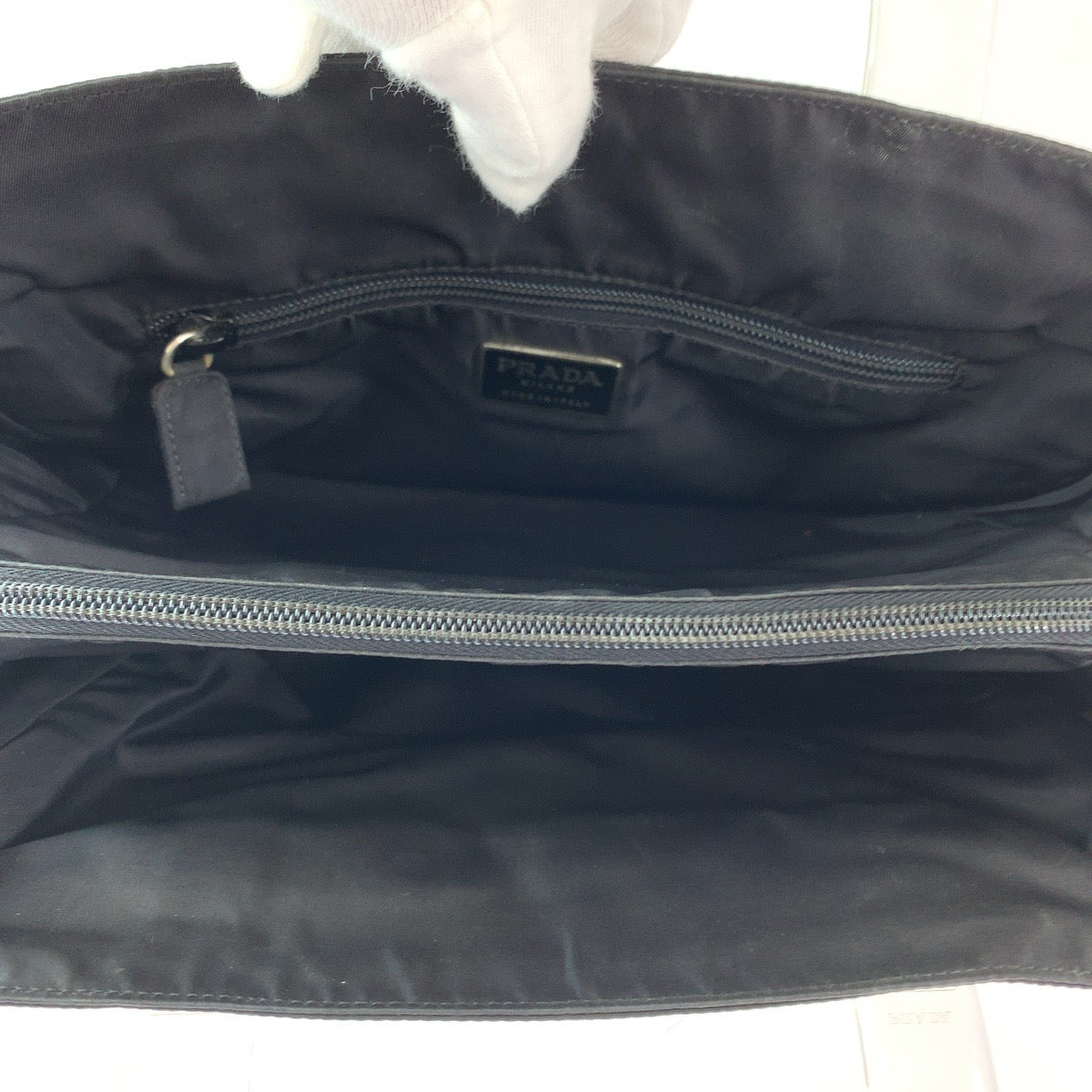 Prada Nylon Tessuto Logo Plate Tote Bag