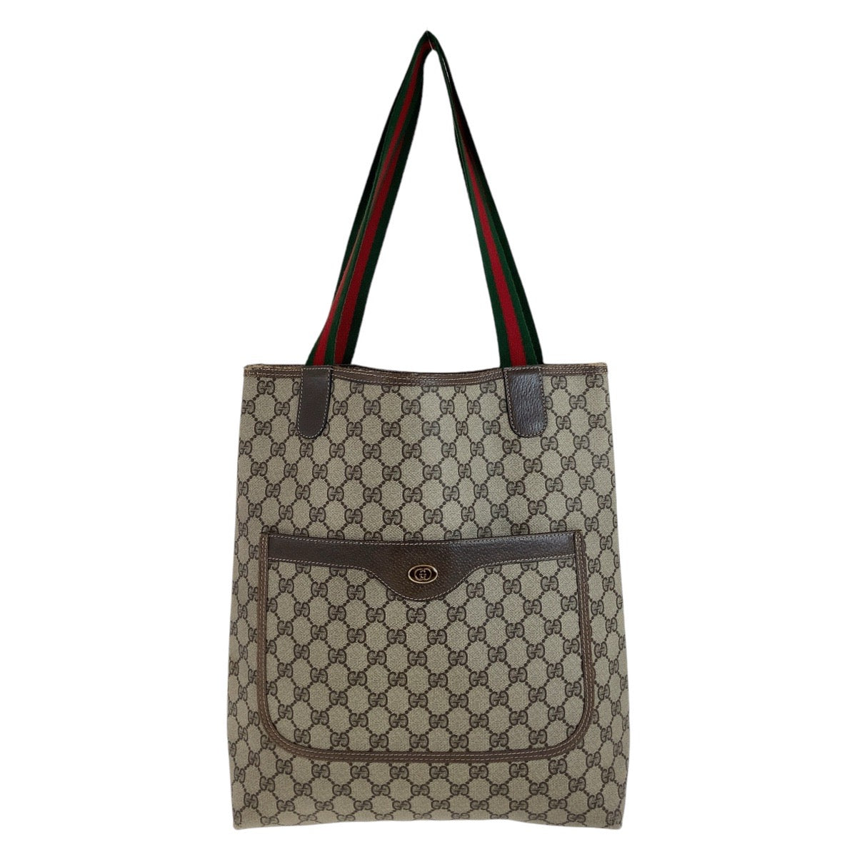 Gucci GG Supreme Canvas Leather Tote Shoulder Bag in Very Good Condition