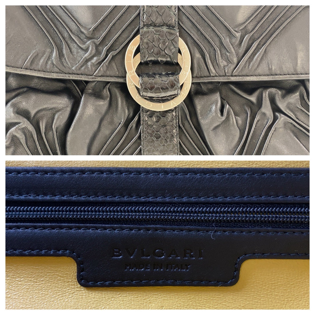 Bvlgari Leather Python Chandra Shoulder Bag