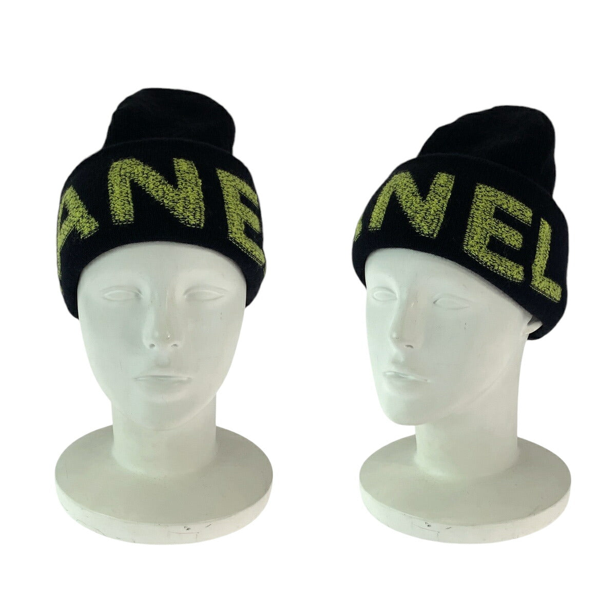 Chanel Black Yellow Wool Cashmere Knit Hat