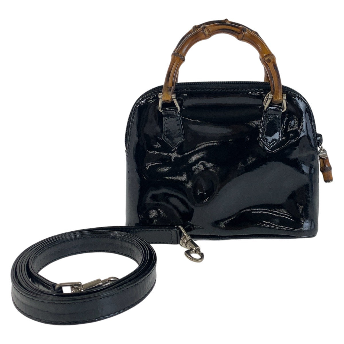 Gucci Bamboo Mini Handbag Black Patent