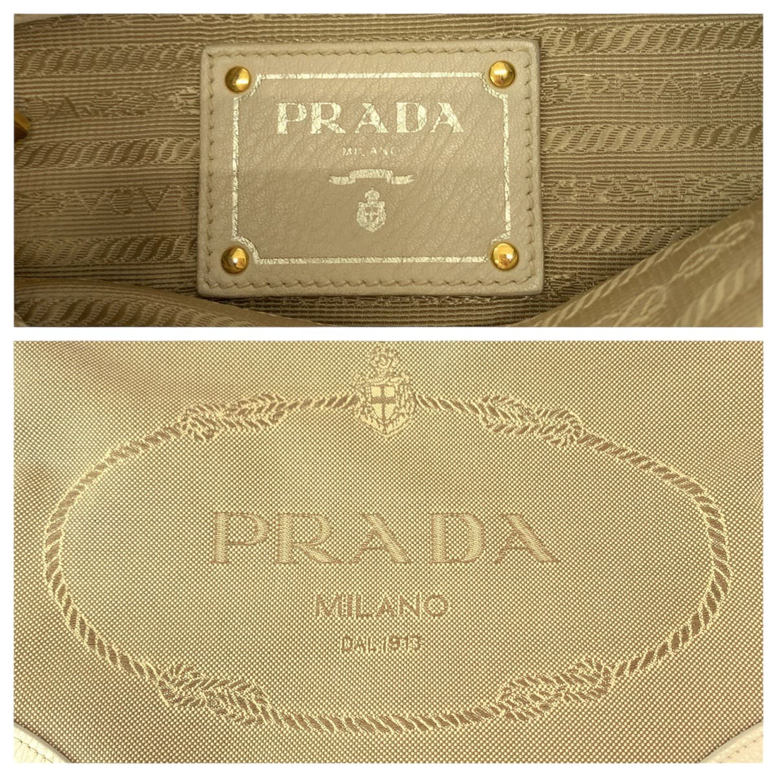 Prada Canvas Logo Jacquard Shoulder Bag