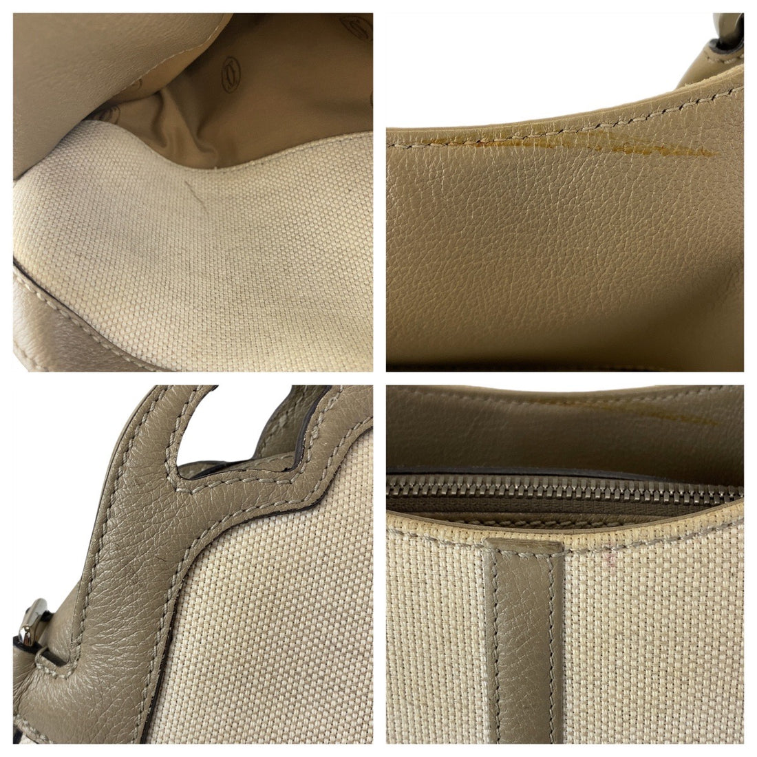 Cartier Marcello Canvas Leather Tote Bag in Very Good Condition