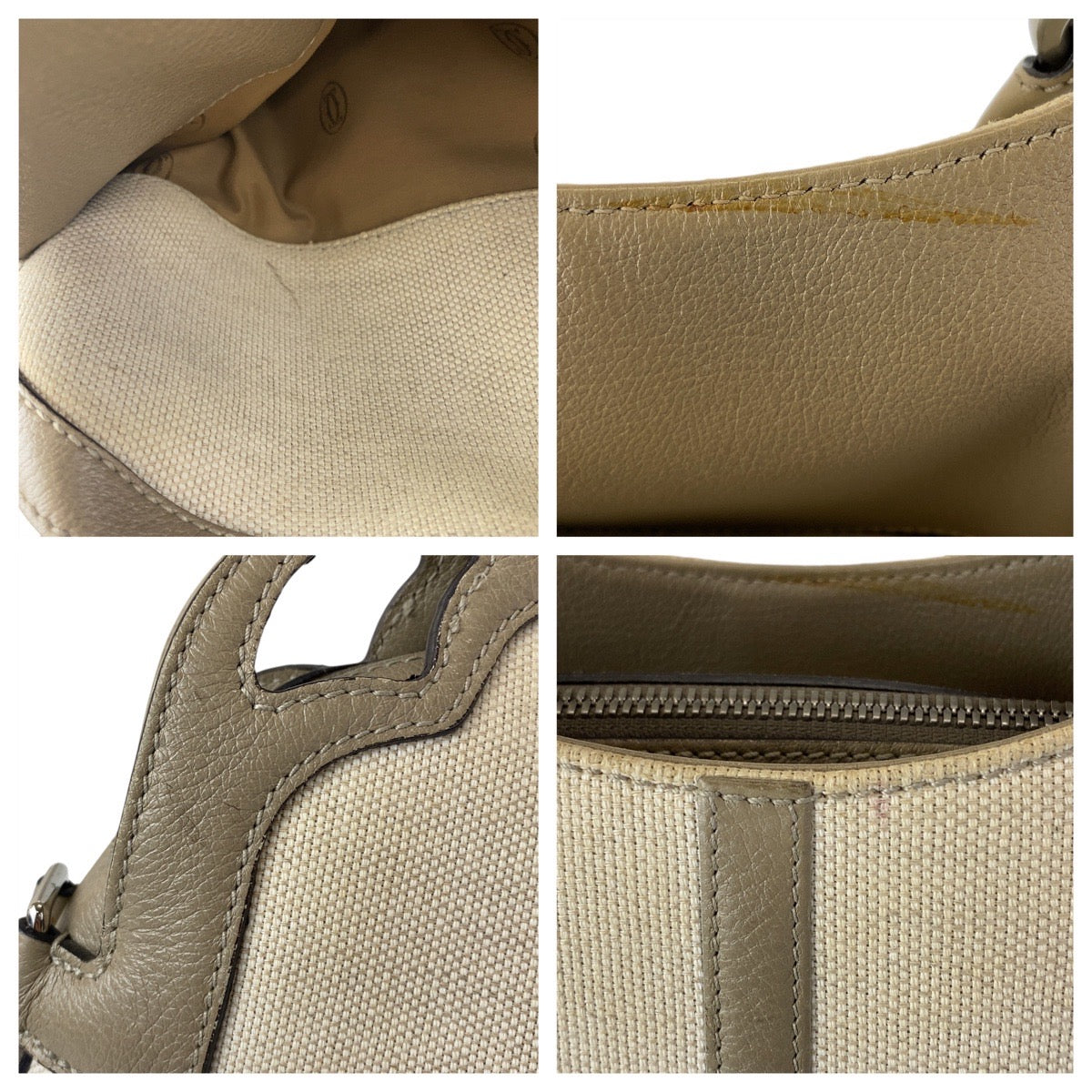 Cartier Marcello Canvas Leather Tote Bag