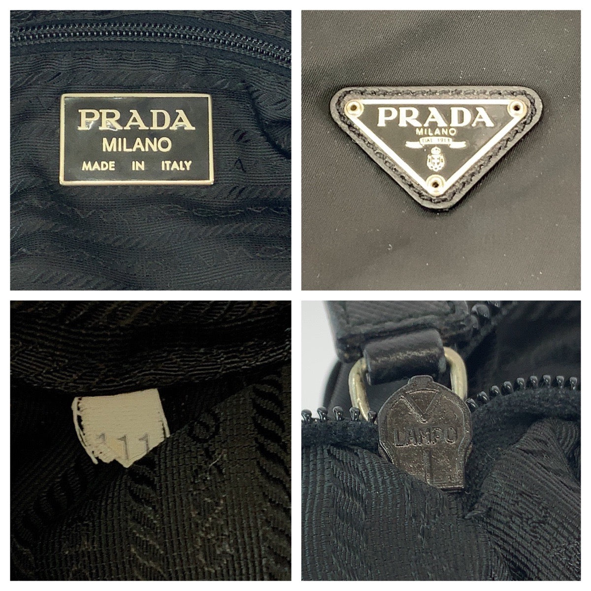 Prada Nylon Tessuto Logo Plate Boston Bag