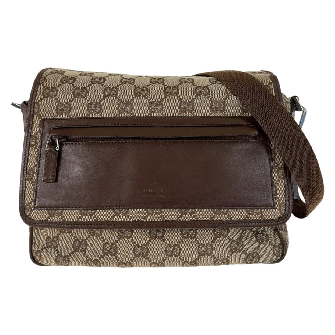 Gucci GG Canvas Leather Messenger Bag