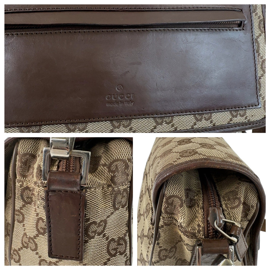 Gucci GG Canvas Leather Messenger Bag