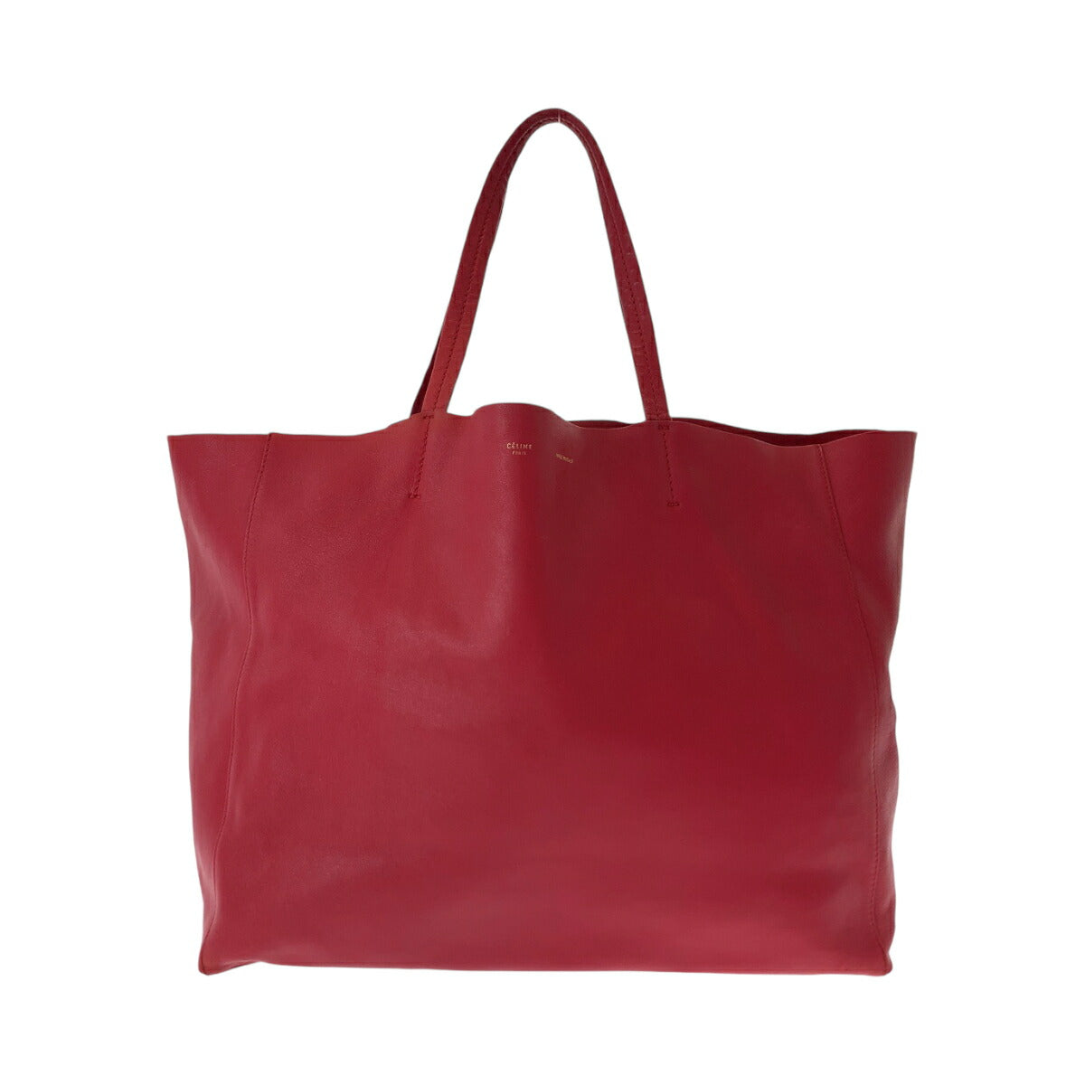 Celine Red Leather Horizontal Cabas Tote Bag