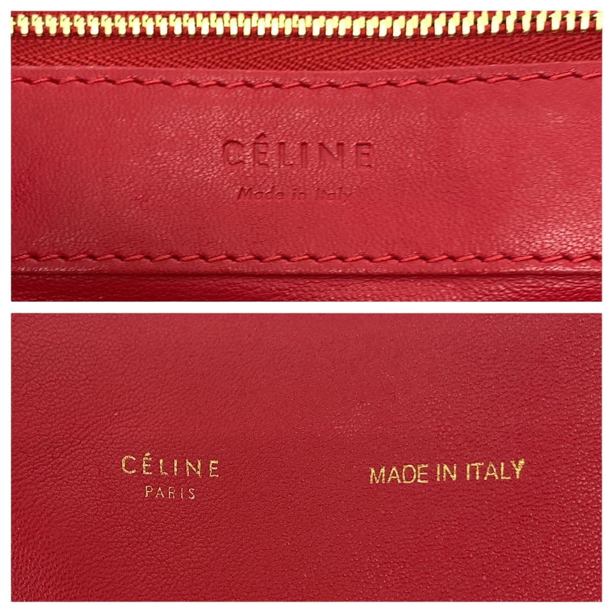 Celine Red Leather Horizontal Cabas Tote Bag