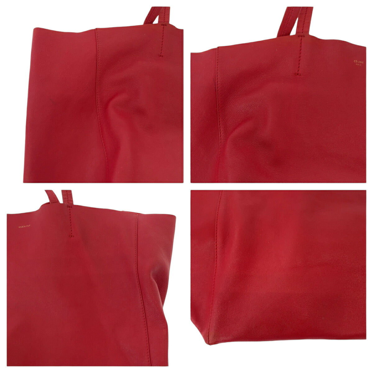 Celine Red Leather Horizontal Cabas Tote Bag