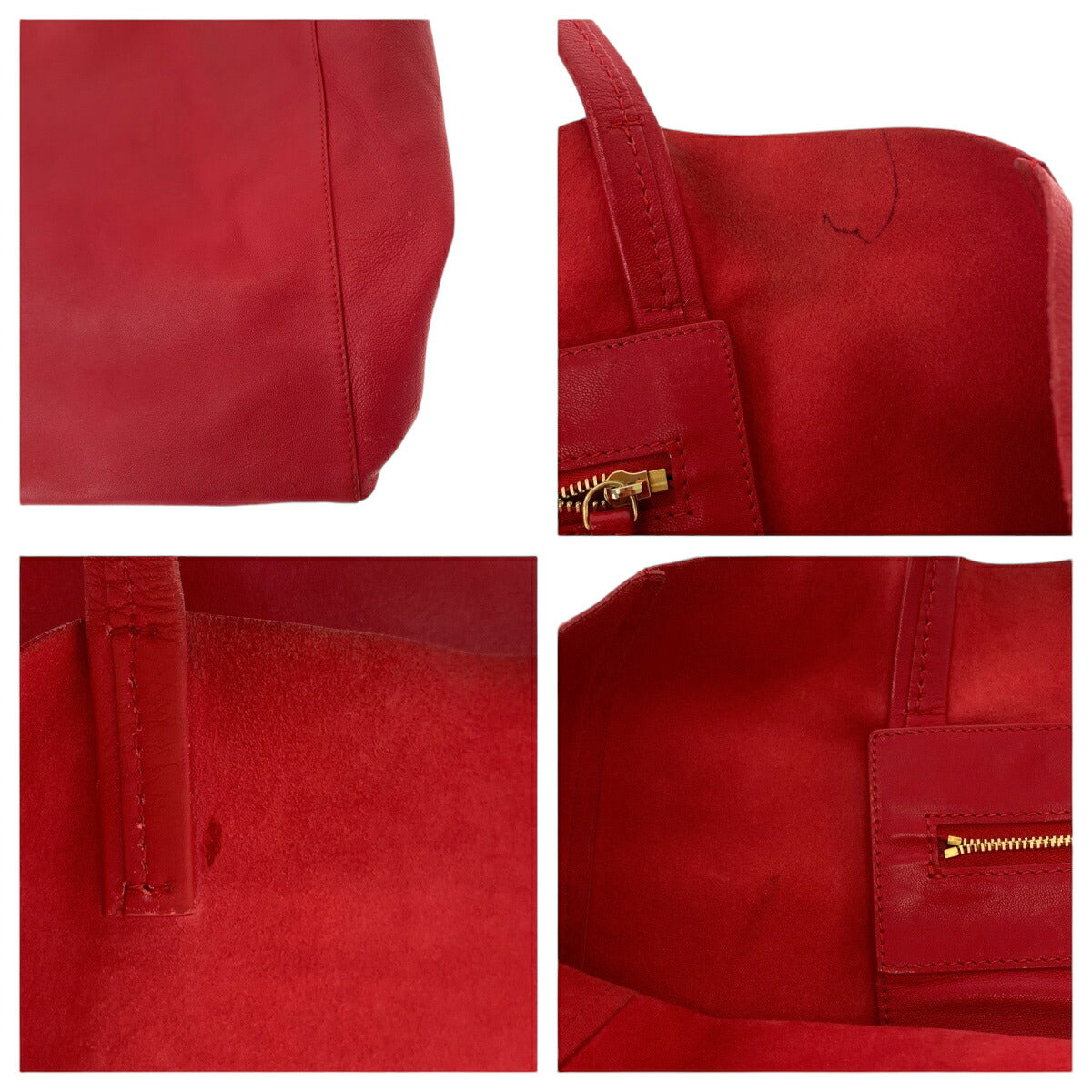 Celine Red Leather Horizontal Cabas Tote Bag