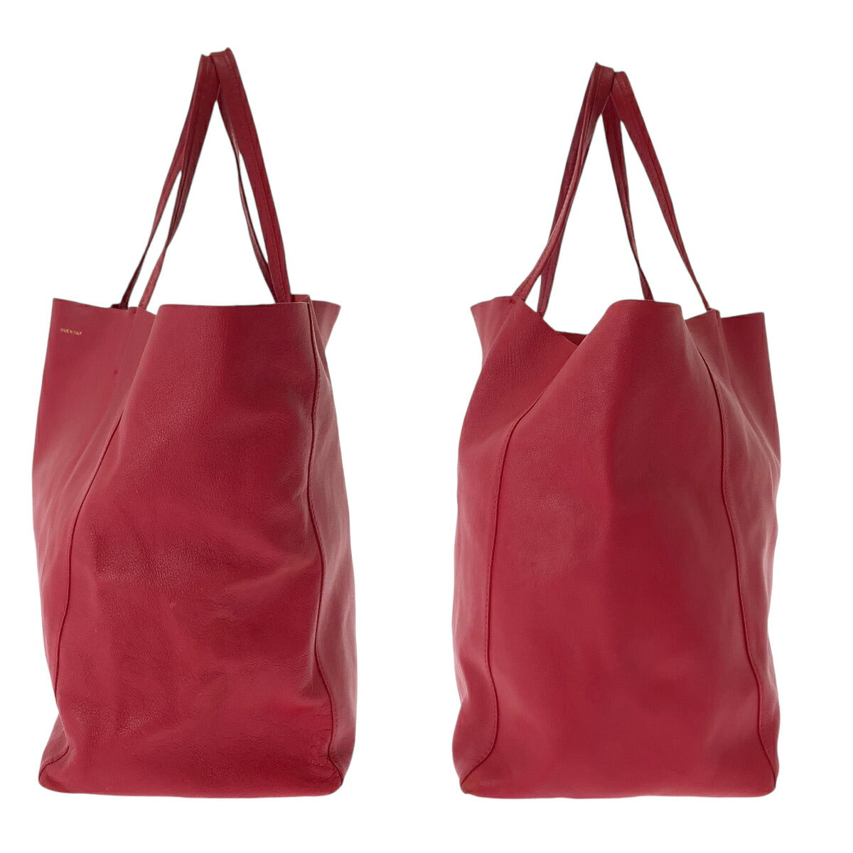 Celine Red Leather Horizontal Cabas Tote Bag