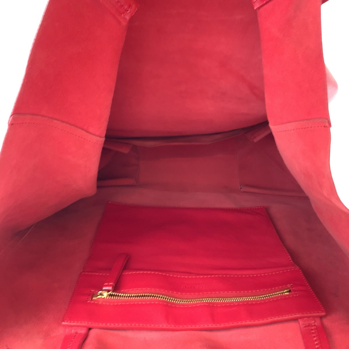 Celine Red Leather Horizontal Cabas Tote Bag