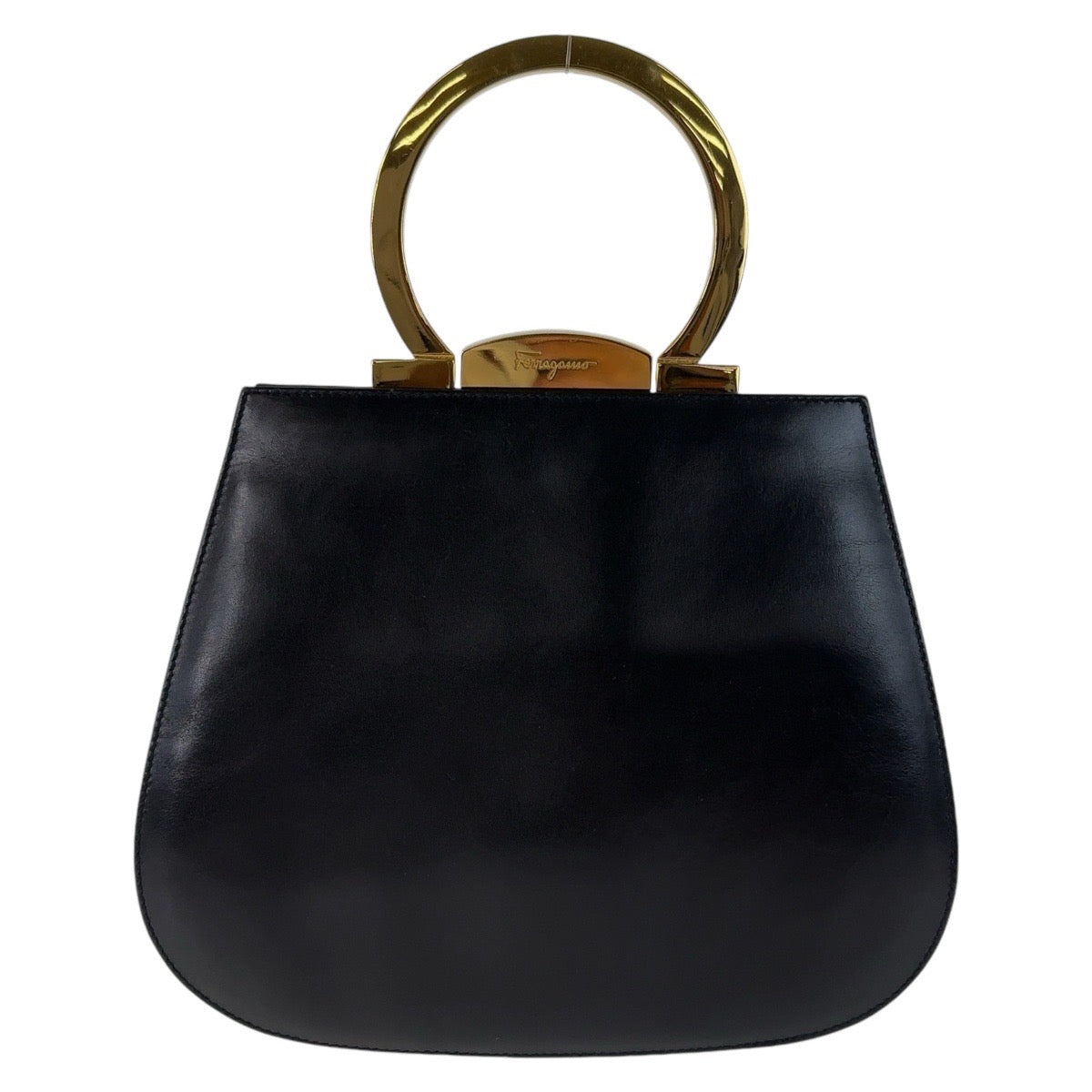 Salvatore Ferragamo Gancini Black Gold Handbag Vanity