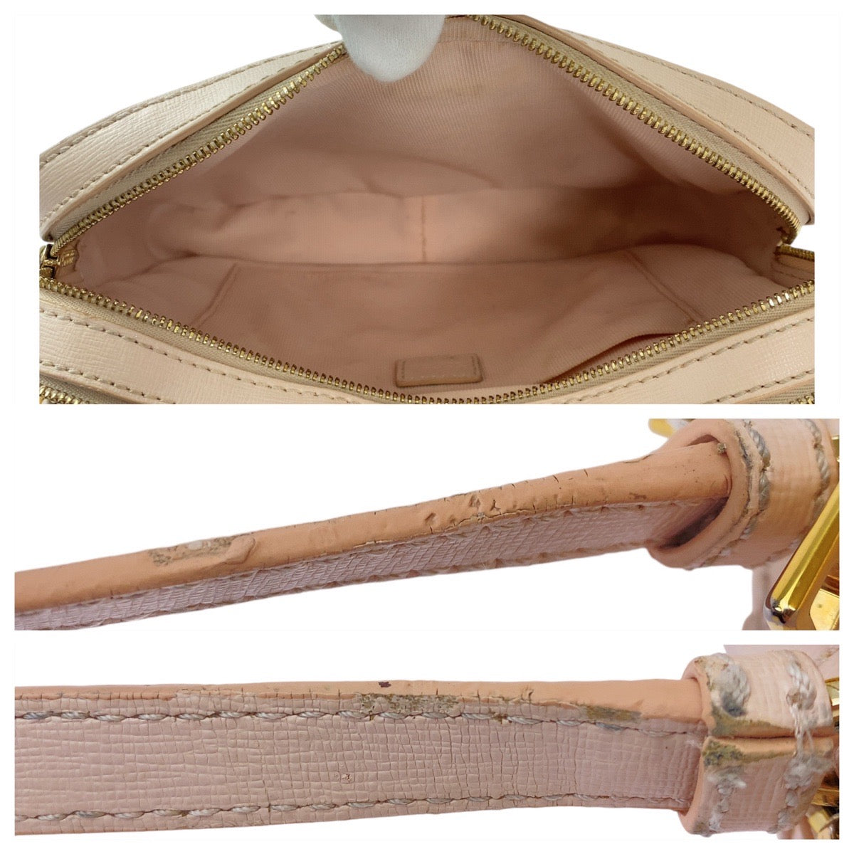 Furla Leather Crossbody Bag Pink Gold