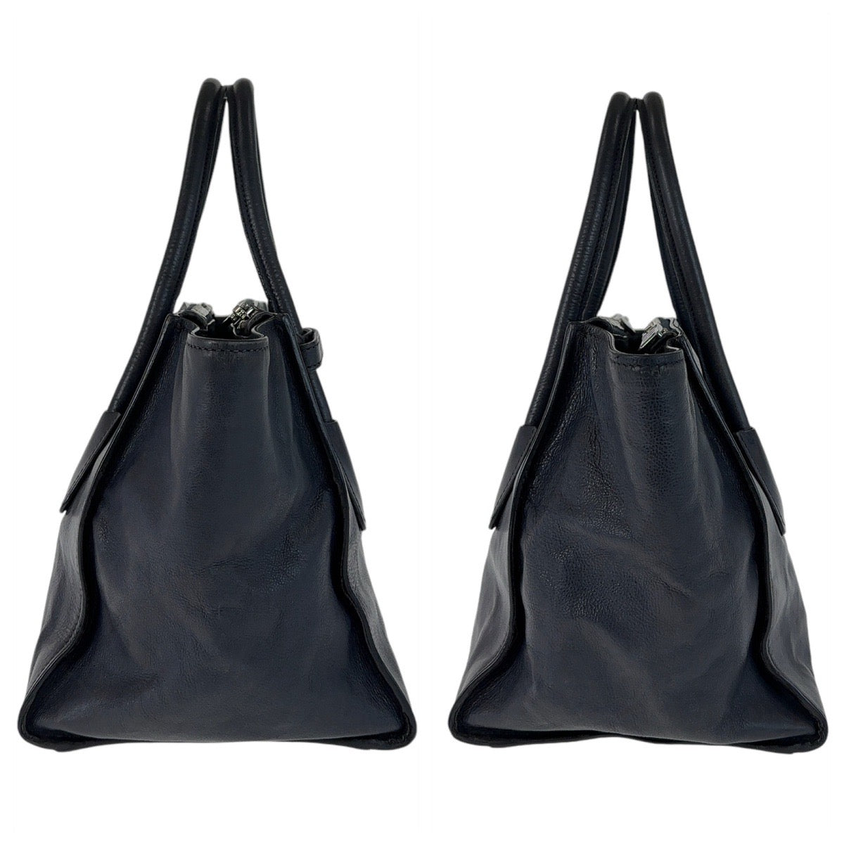 Prada Leather Triangle Logo Tote Bag