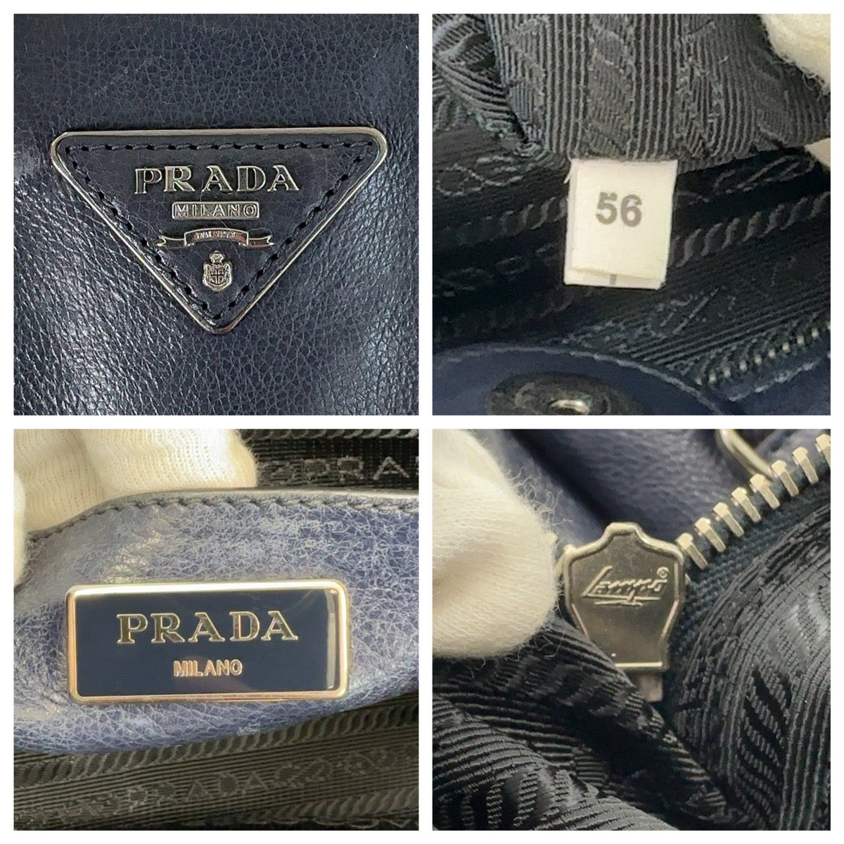 Prada Leather Triangle Logo Tote Bag