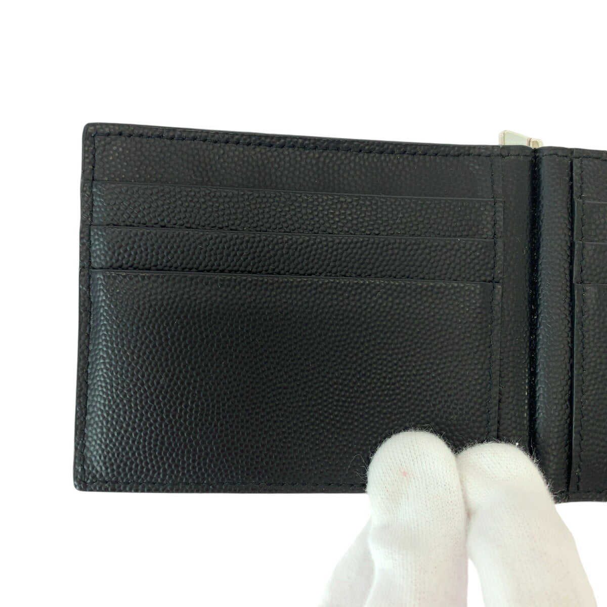 Yves Saint Laurent Leather Card Case Money Clip