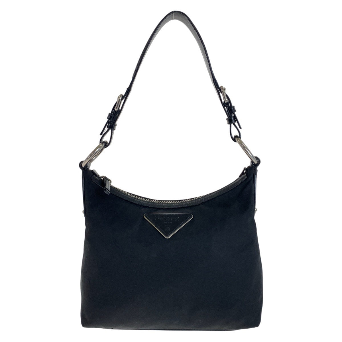 Prada Nylon Leather Tessuto Triangle Logo Shoulder Bag