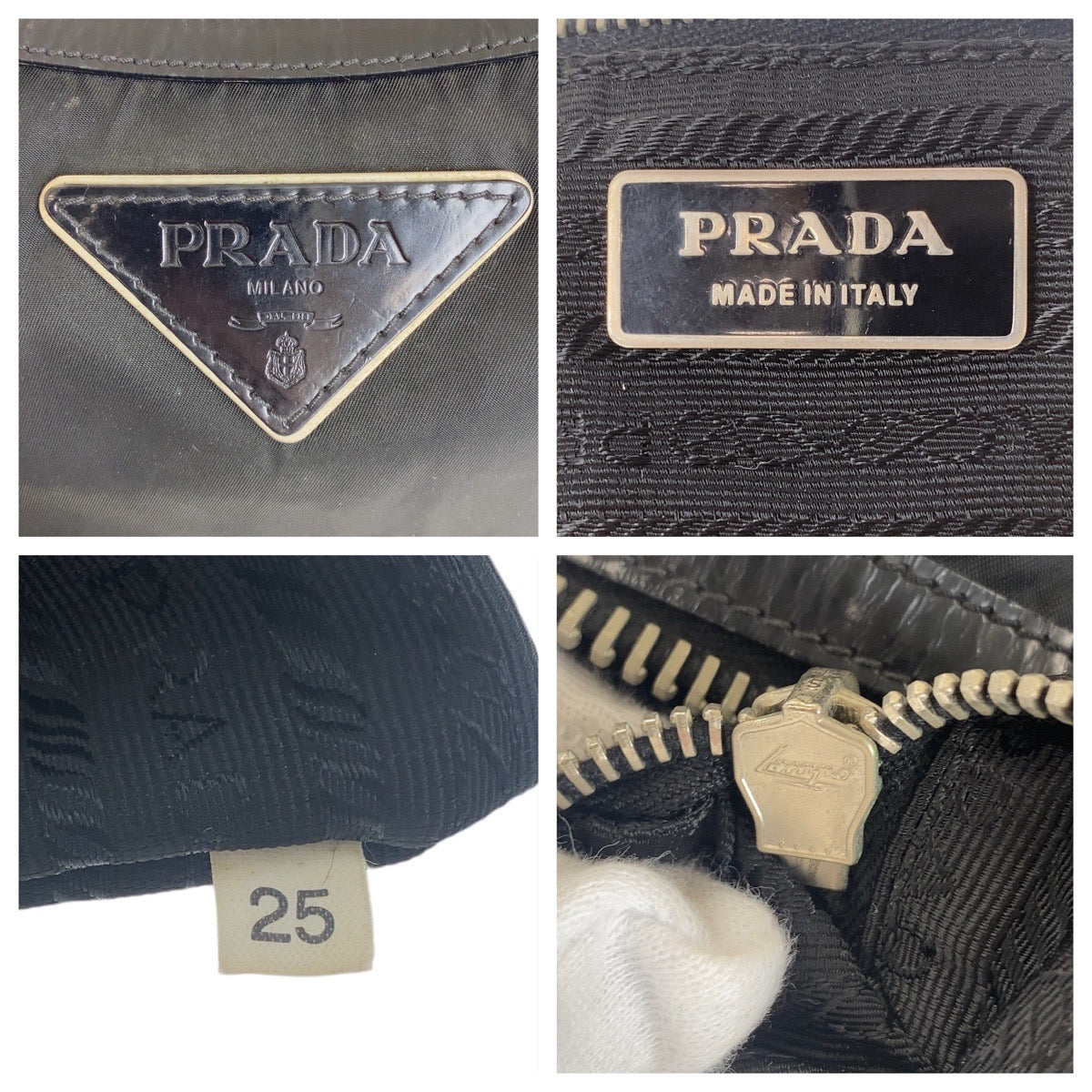 Prada Nylon Leather Tessuto Triangle Logo Shoulder Bag