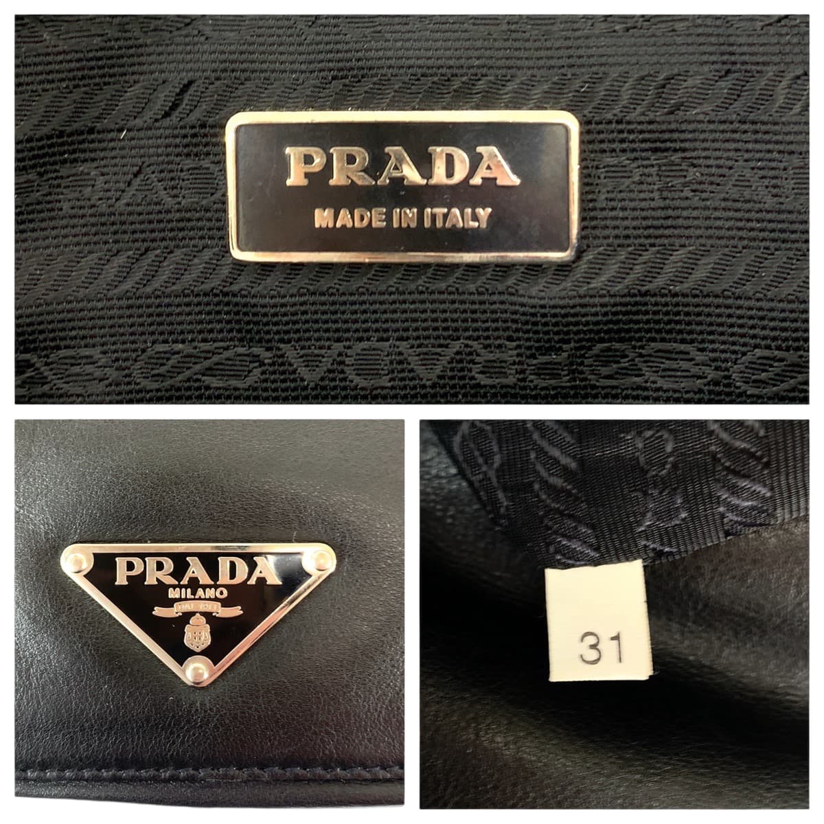 Prada Leather Triangle Logo Shoulder Bag