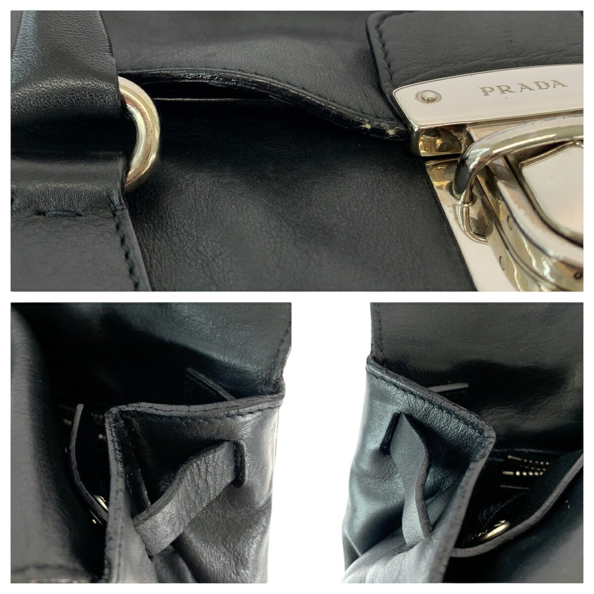 Prada Leather Triangle Logo Shoulder Bag