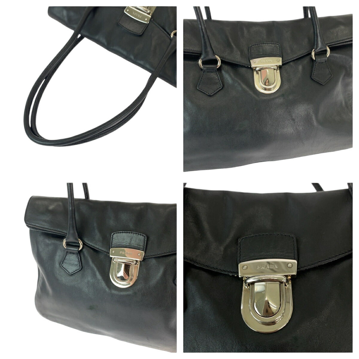 Prada Leather Triangle Logo Shoulder Bag