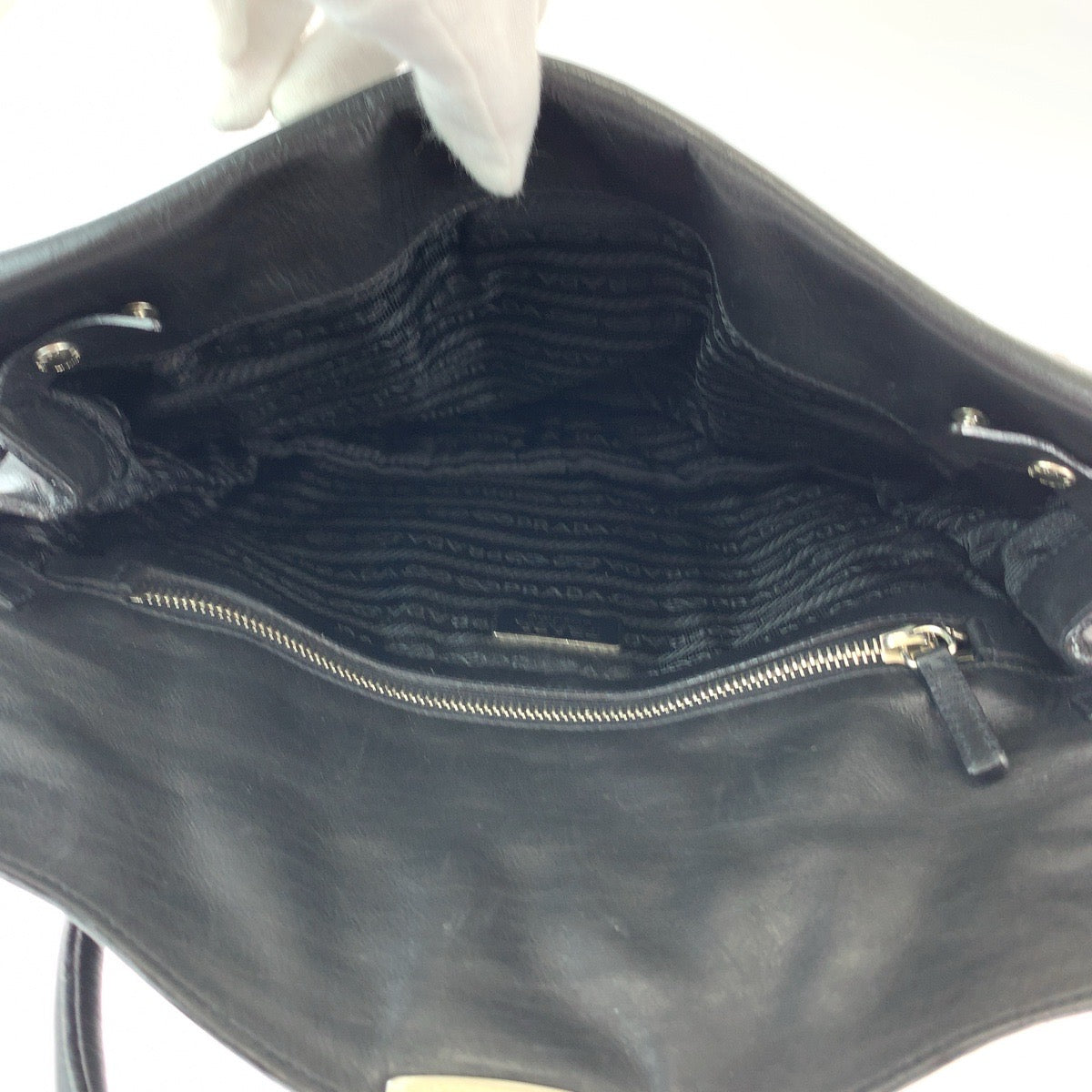 Prada Leather Triangle Logo Shoulder Bag