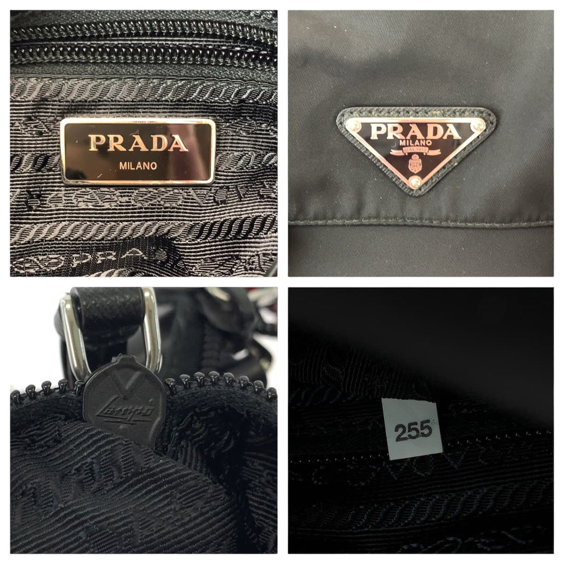 Prada Nylon Tessuto Logo Studded Shoulder Bag