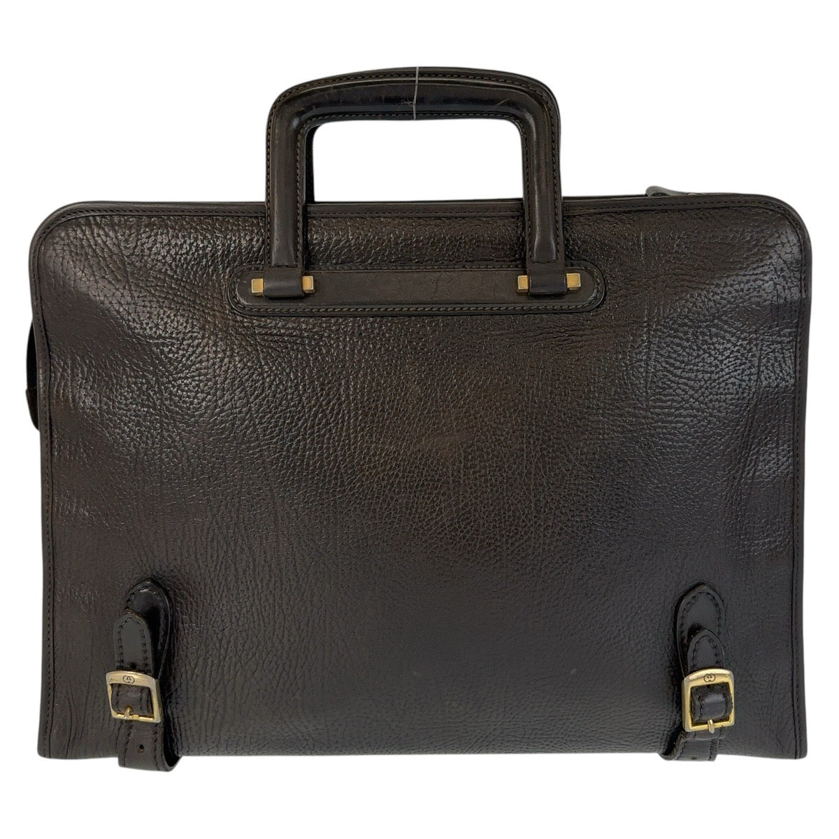 Gucci Vintage Leather Briefcase Black Gold