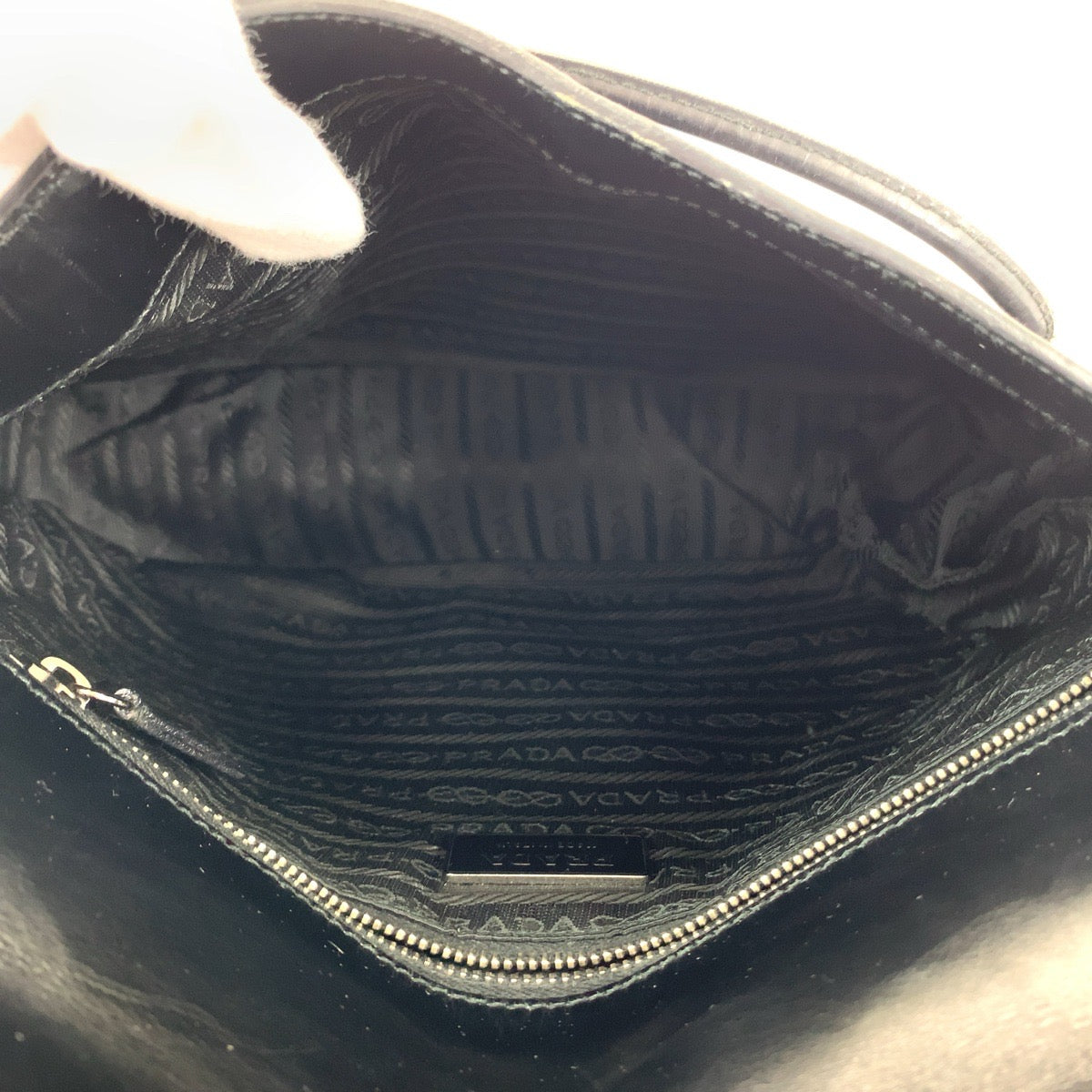 Prada Embossed Logo Leather Tote Bag