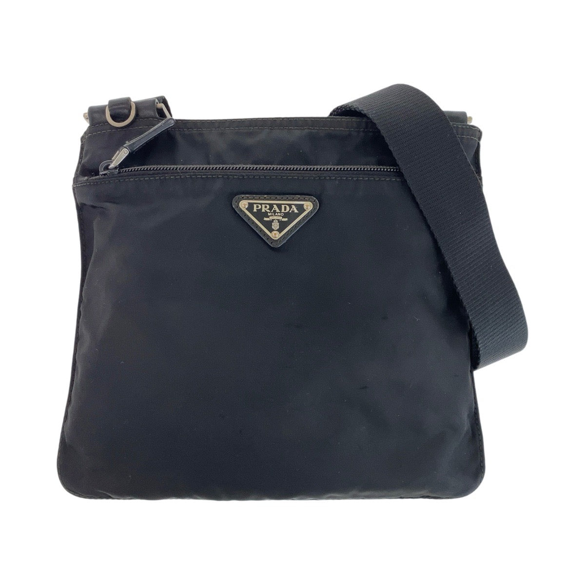 Prada Nylon Tessuto Logo Plate Shoulder Bag