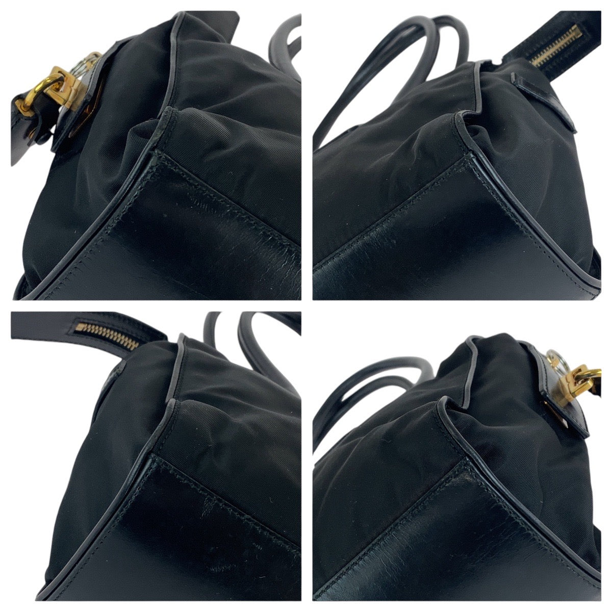 Prada Nylon Leather Tessuto Logo Tote Bag