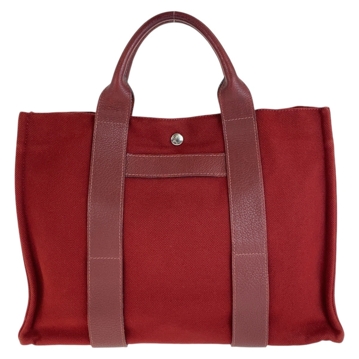 Hermes Sac a Ne MM Canvas Leather Tote