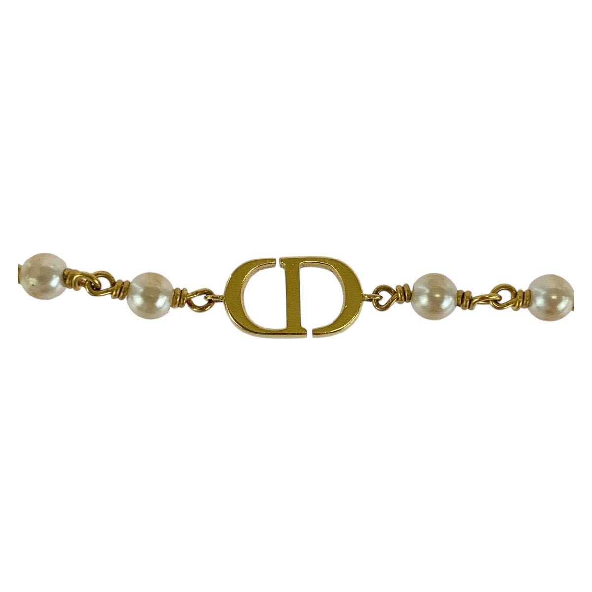 Dior Gold Metal Faux Pearl Bracelet