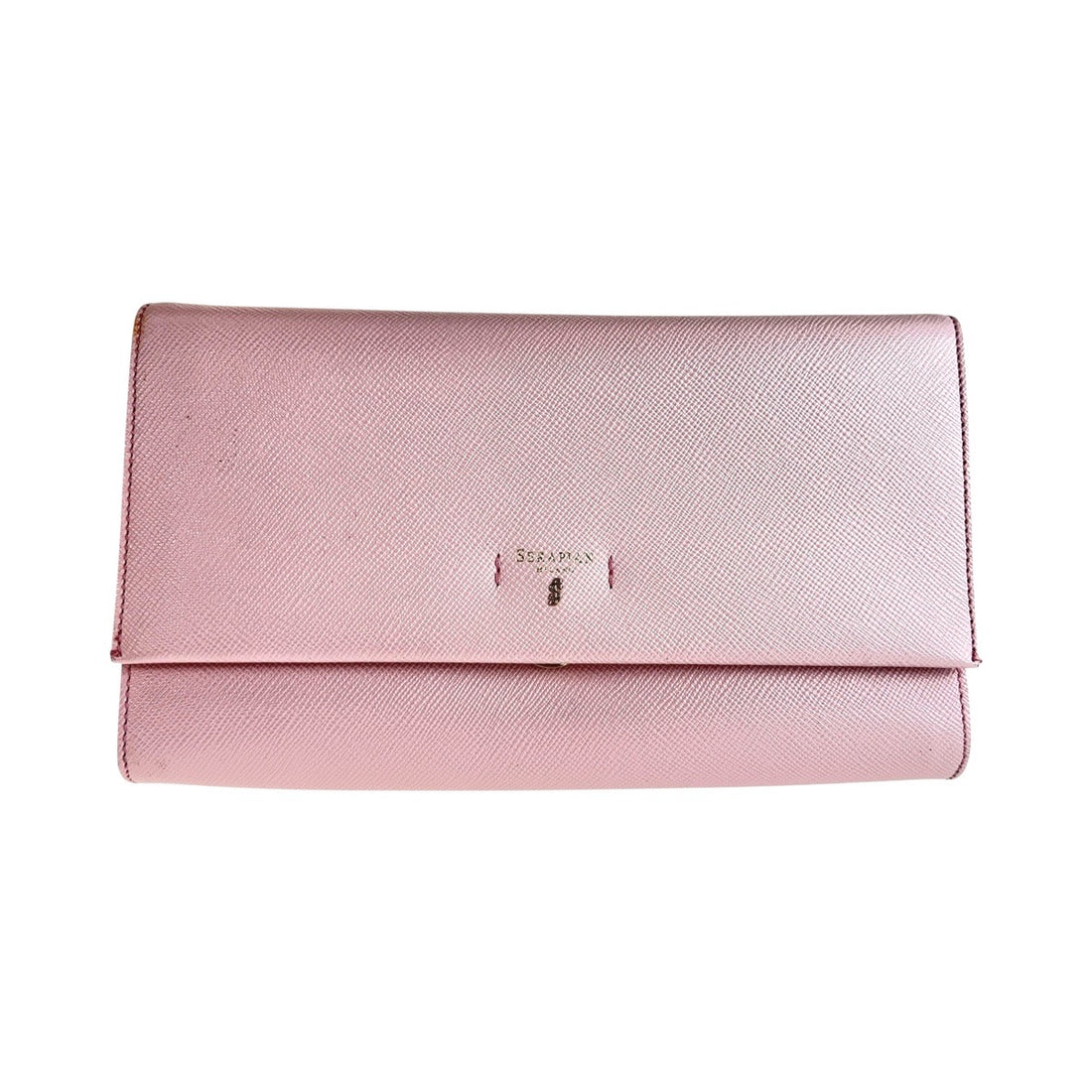 Serapian Pink Leather Clutch Bag