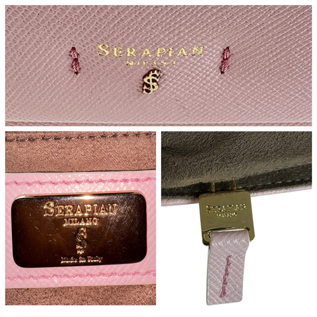 Serapian Pink Leather Clutch Bag