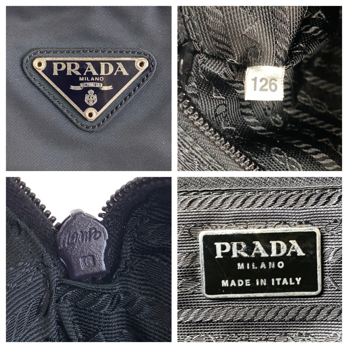 Prada Nylon Tessuto Logo Plate Handbag