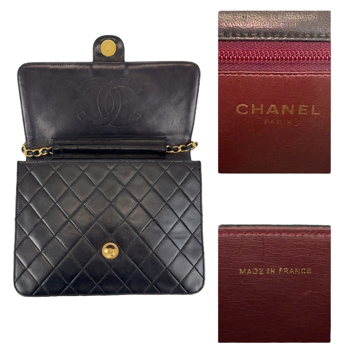 Chanel Vintage Lambskin Push Lock Flap Bag