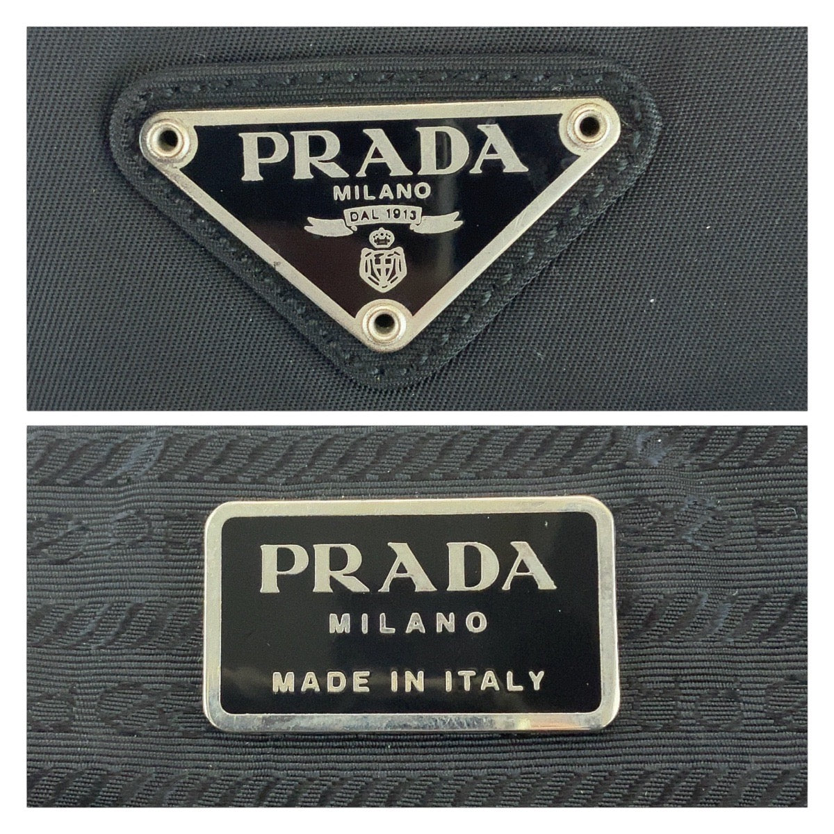 Prada Nylon Tessuto Logo Plate Handbag