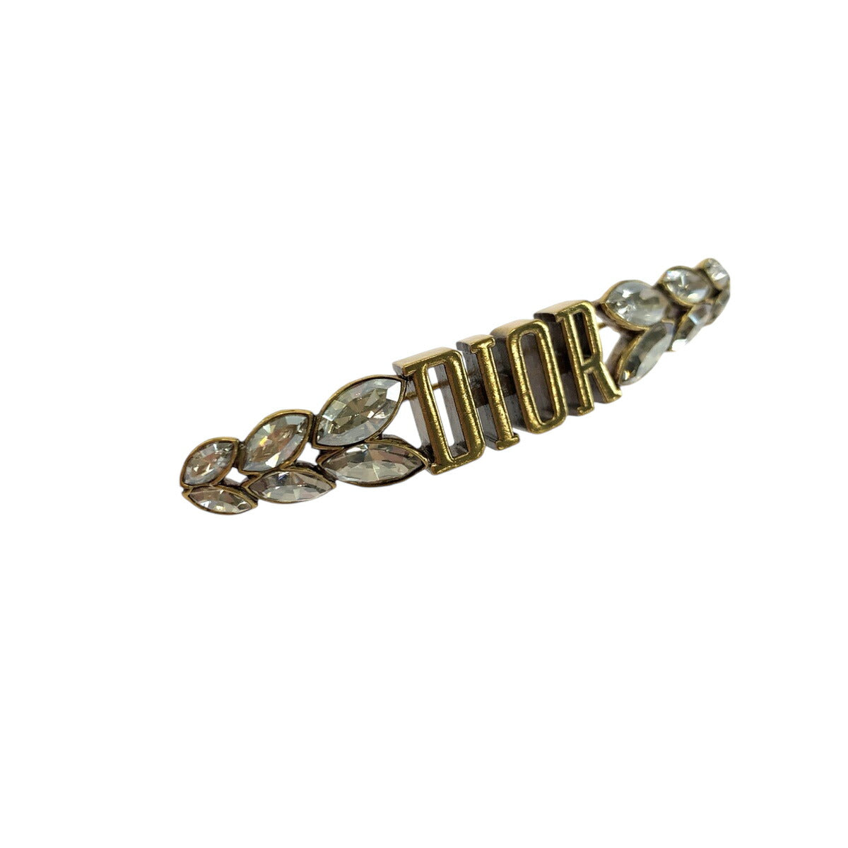 Dior Rhinestone Logo Gold Metal Brooch