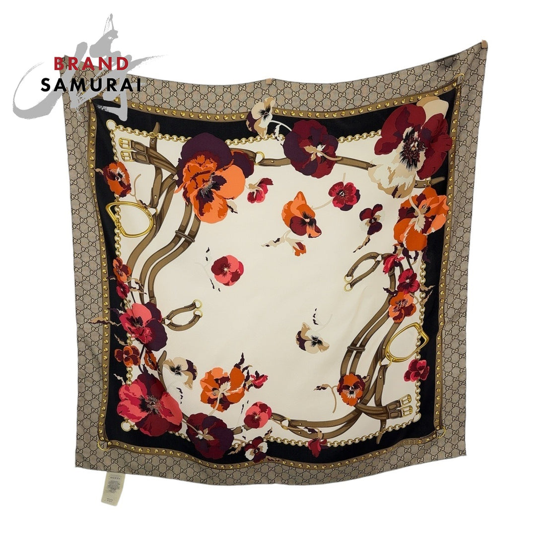 Gucci Silk GG Pattern Flower Scarf