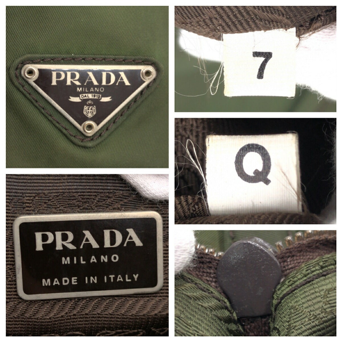 Prada Nylon Tessuto Logo Khaki Tote Bag