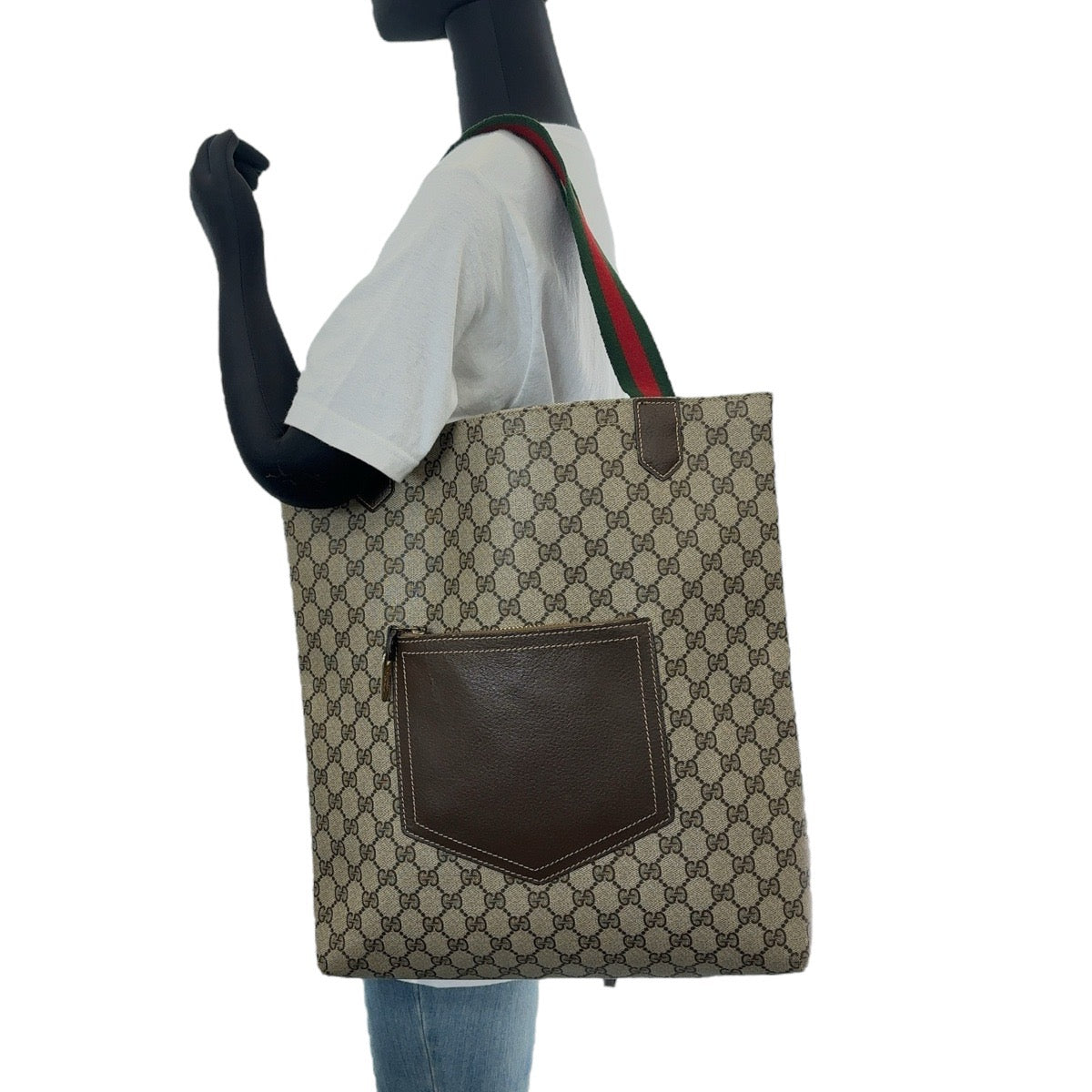 Gucci Vintage GG Supreme Canvas Leather Tote Bag