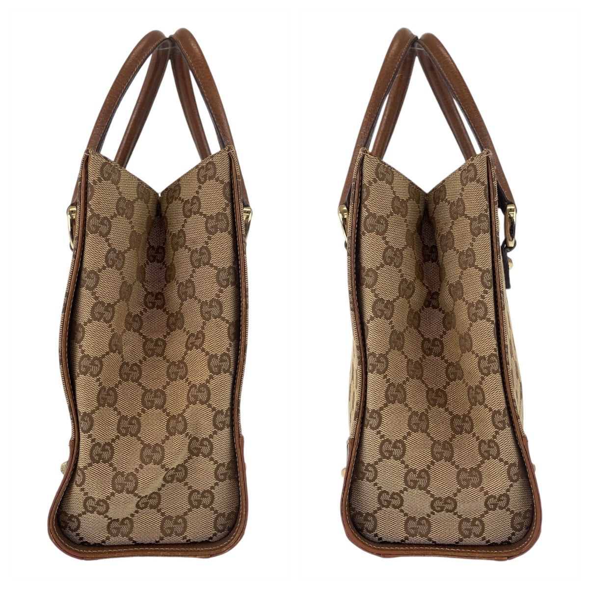 Gucci GG Canvas Leather Tote Bag