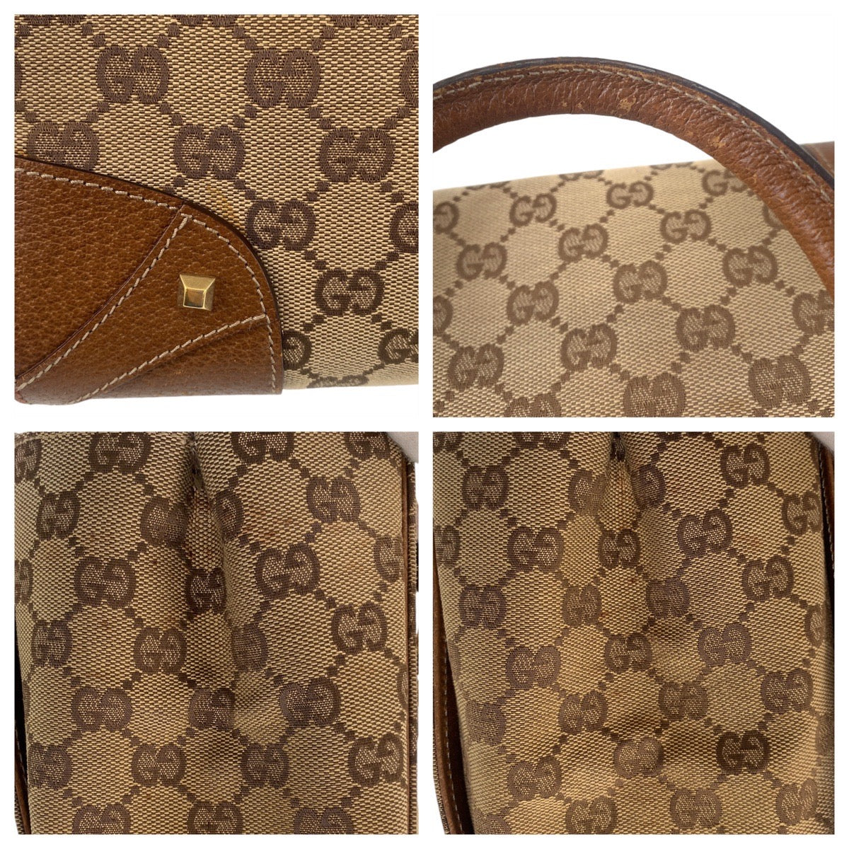 Gucci GG Canvas Leather Tote Bag