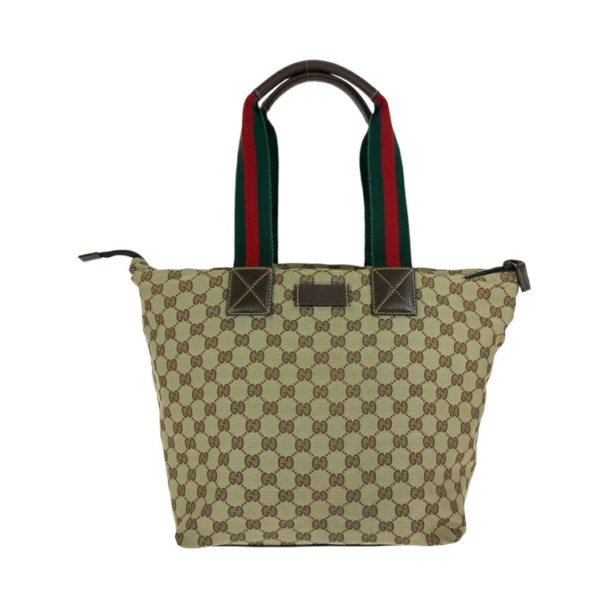 Gucci GG Canvas Brown Red Green Tote Bag